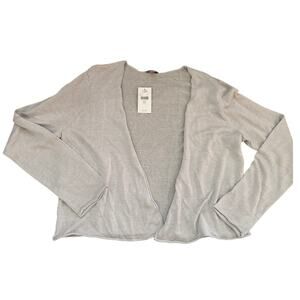 J.Jill Cardigan Sweater Linen Blend Open Front Marbel Gray Size MP